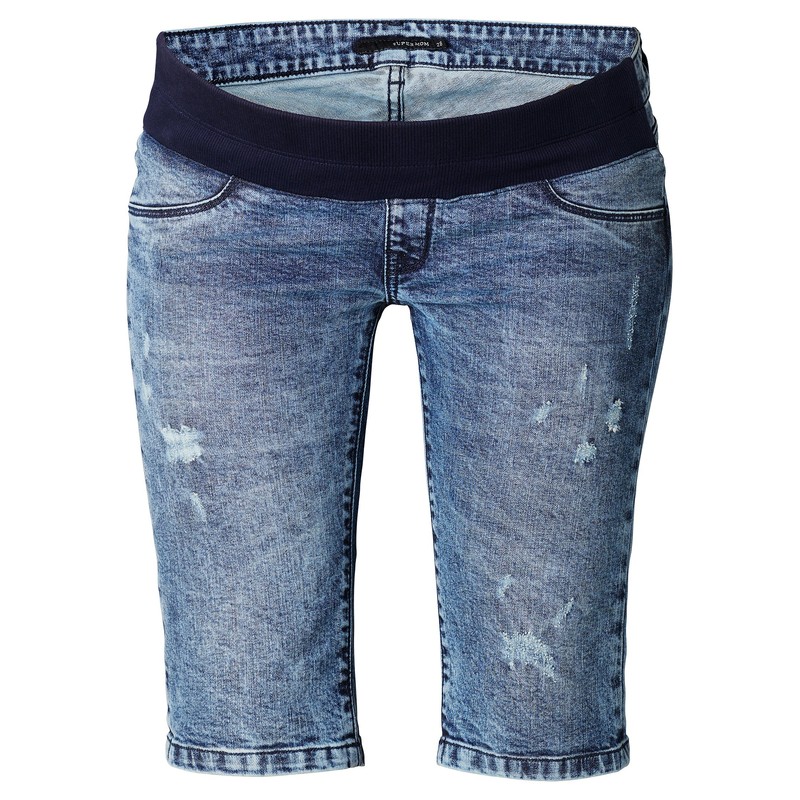SUPERMOM Women's Maternity Damen Capri Jeans Destroyed