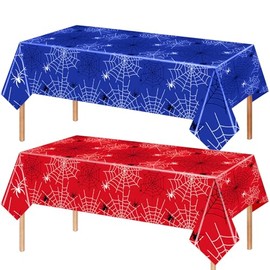SsHan&dXia Spider Tablecloths, 70x42 Inch Plastic Waterproof Spider Web Table Cloth Table Decorations Supplies for Cartoon Theme Birthday Friends Party