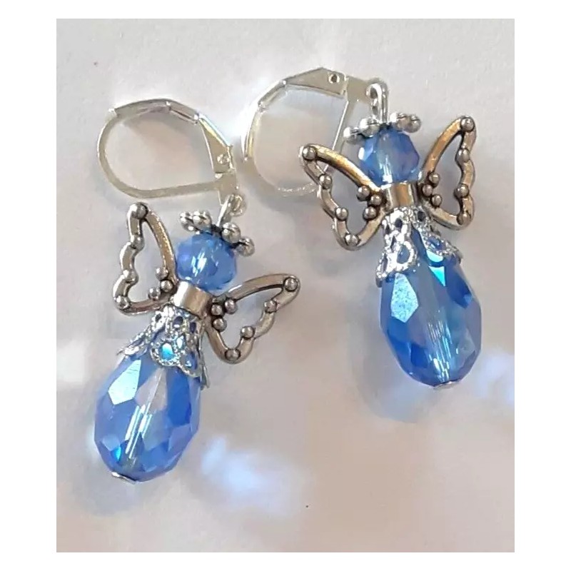 handcrafted by BeJay medium blue CHRISTMAS ANGEL Crystal Teardrop SP