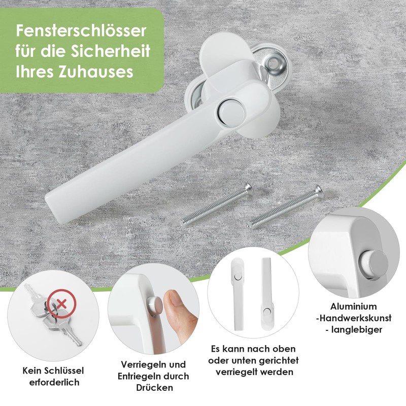 4 Window Lock with Button, Window Handles, Keyless Window Lock,
