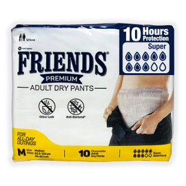 Friends Premium Disposable Pull-Up Unisex Incontinence Pants | Anti-Leak Security, Odour Lock & Wetness Indicator (Extra Large 1 Pack of 10)