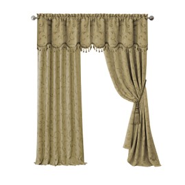 Elrene Home Fashions Mia Jacquard Scroll Blackout Window Curtain, 52" x 95" (1 Panel), Gold