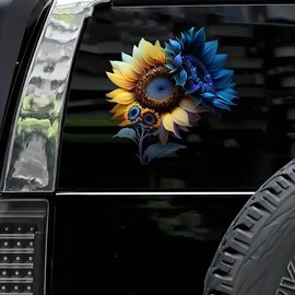 Colorful Sunflower PVC Vinyl Car Decals Stickers Waterproof Self-Adhesive Decals for Cars, Laptops, Trucks, Motorcycles Wall Window Luggage Scratch Cover Door Decor Sticker