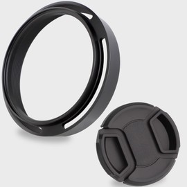 Haoge Metal Lens Hood Shade for Leica Q3 Q2 Q-P QP q Typ 116 Typ116 Camera Black with Cap LH-LQOB+FLC-49