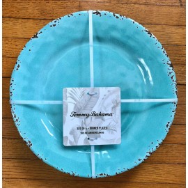Tommy Bahama x4Tommy Bahama Melamine LARGE Rustic Edge DINNER PLATES. SET of 4. 11" DIAMETER.