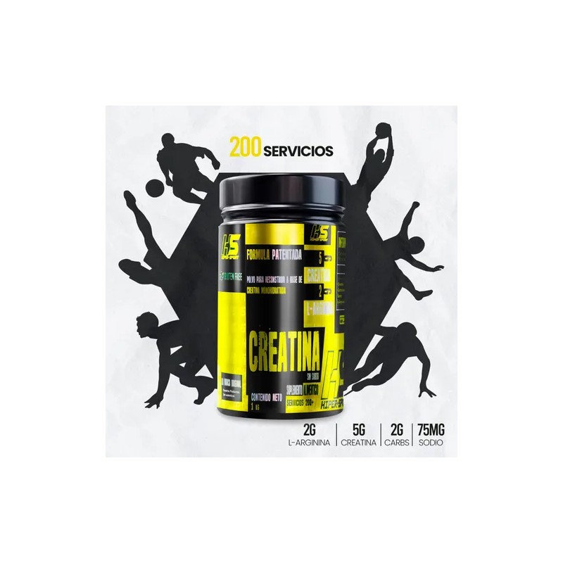 Creatina Monohidratada Hs 1kg 200servicios Hiper Sport Full