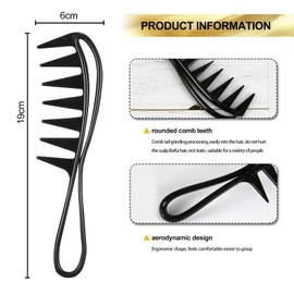 Wide Tooth Comb, Wide Tooth Detangling Curl Comb for Curly Wet Wavy Hair Shark Teeth Shower Combs Hair Styling Tool for Men Women 2 Pcs