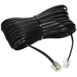 25' FT FOOT BLACK PHONE TELEPHONE EXTENSION CORD CABLE LINE WIRE WITH STANDARD RJ-11 PLUGS