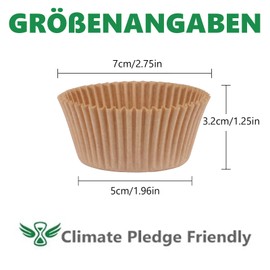 WENRENMK Pack of 100 Muffin Cases Paper, Cupcake Cases, Mini Muffins Paper Cups, Suitable for Baking, Desserts, Birthdays, Parties, Weddings (Brown)