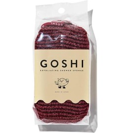 GOSHI Exfoliating Shower Sponge - Rip-Resistant, Rapid-Drying Exfoliating Bath Sponge for All Skin Types - Made in Japan - Color: Brick Red