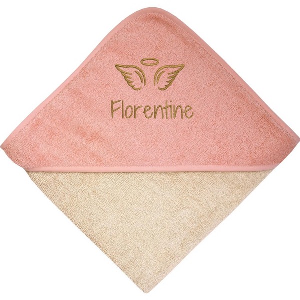 Wolimbo Hooded Towel Personalised with Name and Motif - Greige