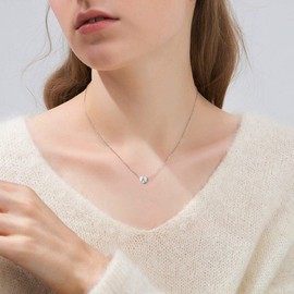 SKQIR Heart Necklace with Initial Silver Letter M,Tiny Heart Pendant Dainty Minimalist Gift For Women
