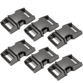 Hordion 6 pcs Metal Side Release Buckle 3/4 inch(20mm), Heavy Duty Webbing Buckle for Backpacks Belt Leather Strap Dog Collar, Gun Black