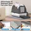 Stainless Steel Litter Box with Lid,Front Entry Top Exit Kitty