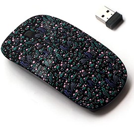 2.4G Wireless Mouse with Cute Pattern Design for All Laptops and Desktops with Nano Receiver - Field Wild Flowers Floral