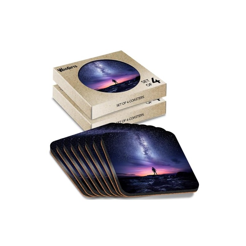 8 x Square Coasters - Milky Way Explorer Night Sky