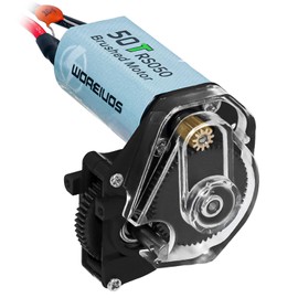 WOAEIUOS 050 50T Brushed Motor with Transparent Acrylic Aluminum Alloy Transmission Gearbox for 1/24 RC Crawler SCX24 AX24 Upgrade(Black)