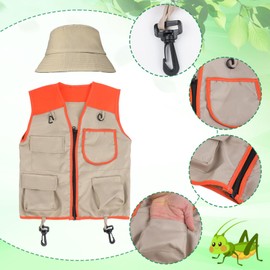 Forscherset für Kinder, Entdecker Set, Entdecker Spielzeug Sets, Weste, Hut, Fernglas, Lupenglas, für Outdoor Spielzeug Kinder ab 6, Outdoor Adventurer Explorer Set für Wandern,Camping