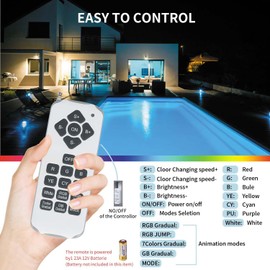 PGGBOO LED Pool Light for Inground Aboveground Pool, 12V 36W RGB Color Changing LED Pool Light, Waterproof Underwater Led Light with Remote Control and 50 Foot Cord, Pool Accessories, 9 * 2.1 inch