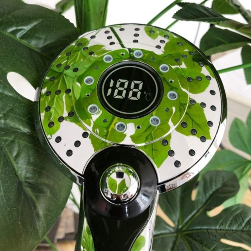 LED Shower Head Bathroom Hand Held 3-Color Temperature Control Color