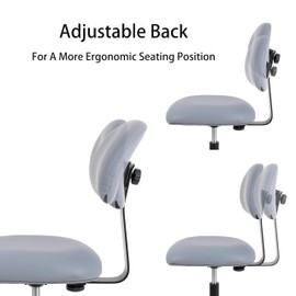 TAKE UR SEAT® Economical Multi-Purpose Medical Spa Stool Chair with Adjustable seat and Back Height. Advanced Fabric seat Cover is Easy to Clean. Standard Casters (Table Height Gray)