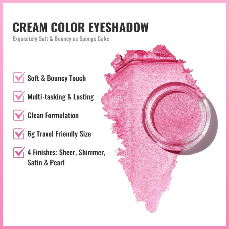 Oulac Pink Cream Eyeshadow also for Highlighter Large Capacity Highly