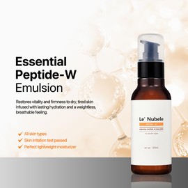 Le' Nubele Essential Peptide W Emulsion - Lightweight Hydrating Face Moisturizer with Multi Peptides, EGF, Niacinamide, Radiance & Collagen Boosting, Slow Aging, Korean Skin Care 120ml / 4.05 fl.oz