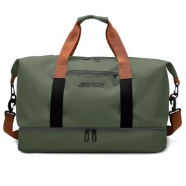 JeeLeeko Maleta Deportiva Bolsa para gym Diseño de Separación Húmedo y Seco Bolsa de viaje con ompartimento para Zapatos, para Hombres y Mujeres moda impermeable(Verde)