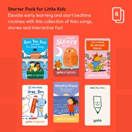 YOTO Yoto Starter Pack for Little Kids C 6 Kids Audio Cards for Use with Player & Mini AllCinC1 Audio Device, Educational ScreenCFree Listening with Fun Stories for Learning & Interactive Quizzes, Ages 3+
