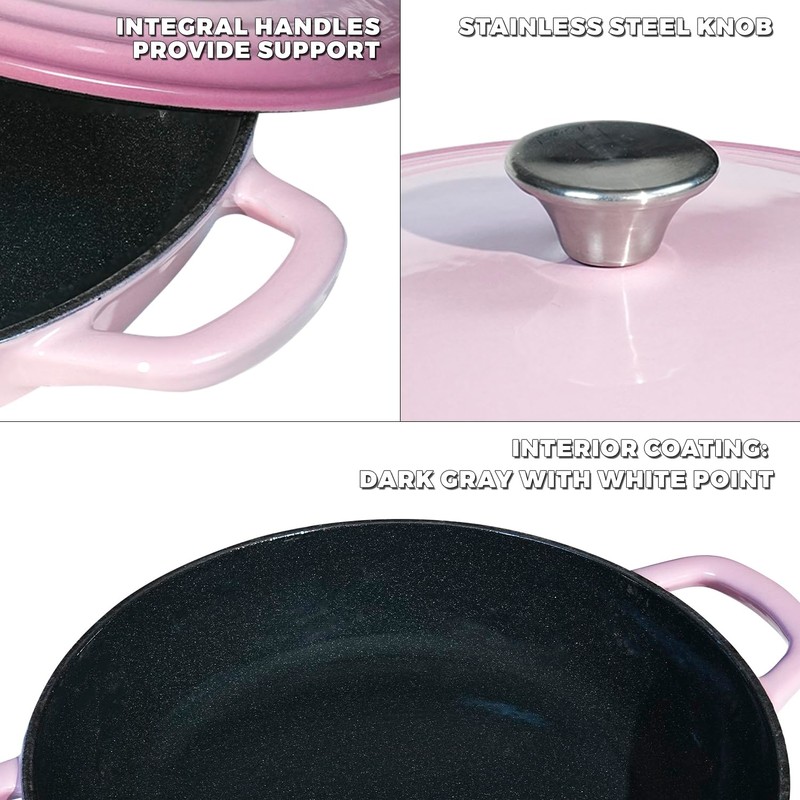 Flavehc Braiser Enameled Cast Iron Braiser 3 qt Braiser Pan