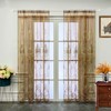 1pc Luxury Brown Embroidered Floral Sheer Tulle Curtain for Bedroom