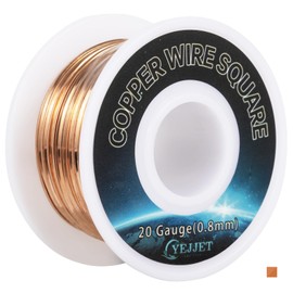 Alambre de cobre cuadrado de 20 AWG – Alambre fino para manualidades de 0.8 x 0.8 mm, 50 pies, carrete a granel para negocios de joyería, cuentas y manualidades