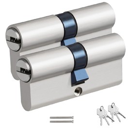 Homefantasy Double Cylinder Lock Cylinder, 34 x 34 mm, Profile Cylinder, Door Cylinder Lock Cylinder, Cylinder Lock, Door Lock, Lock with Key and 6 Keys, for All Types of Doors