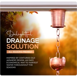 Marrgon Copper Gutter Adapter with Rain Chain Hanger Clip for Decorative Chimes, Cups & Bells Serves as 2 Inch Rain Chain Installer for Downspout Outlet & Water Diverter for Gorgeous Fountain Display