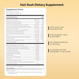 Ultrax Labs Hair Rush | Maxx Hair Growth & Anti Hair Loss Nutrient Solubilized Keratin Vitamin Supplement, 60 Tablets.