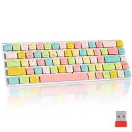 SbocKeeb 65% Wireless Mechanical Gaming Keyboard - 68 Keys RGB Backlit, Low-Profile Clicky Blue Switches, Ultra-Slim Design, Triple-Mode (2.4G/BT5.0/USB-C), for Office/Gaming - Colorful Edition