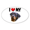 CafePress I Love My Rottweiler 2 Oval Car Bumper Sticker