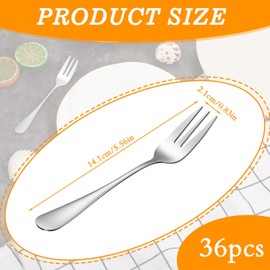 36 Pcs Oyster Fork Appetizer Seafood Forks Portable Stainless Steel 3 Prong Fruit Fork Small Cocktail Salad Dessert Forks for Tasting Crab Escargot Party Travel, 5.5 Inch Silver