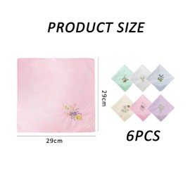 CYNOSURETECH 6 Pieces Women's Handkerchiefs, Retro Soft Cotton Lace Embroidered Handkerchiefs (White/Pink/Yellow/Light Blue/Light Purple/Light Green)