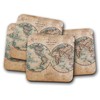 4 Set - Vintage World Hemispheres Map Coaster - Rustic