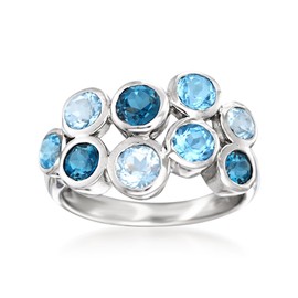 Ross-Simons 2.50 ct. t.w. Tonal Blue Topaz Bubble Ring in Sterling Silver. Size 6