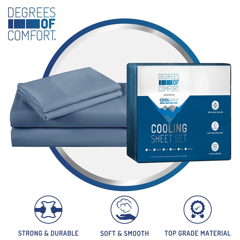 Degrees of Comfort Coolmax Cooling Sheets | Queen Size Bed