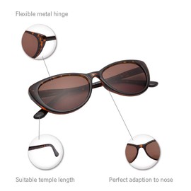 EYEGUARD anteojos de sol invisibles bifocales de lectura clásico UV400 Protección para exteriores con bisagra de resorte para mujer, Demi, +2.50