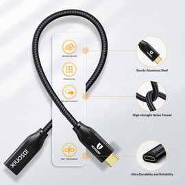 USB C Verlängerung Kabel 0.5m (20 Gbit/s) - iDsonix USB-C Verlängerung unterstützt 4k@60Hz/100W Schnellladung, Type C 3.2 Gen2*2 Verlängerungskabel Kompatibel mit PSVR2/USB C Hub/Dell XPS/MacBook