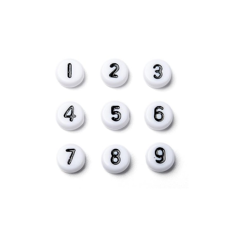 Handicraft Emporium Flat Round Alphabet Acrylic Beads (Mixed Numbers, 20g)