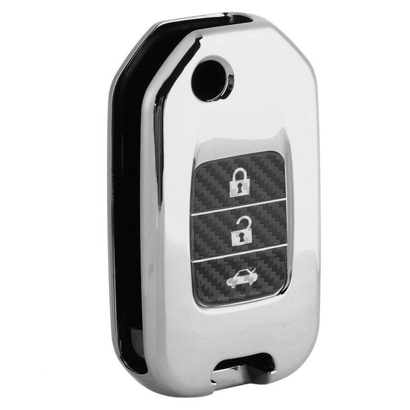 Carbon Fiber Style Folding Car Key Fob Cover Protective Case