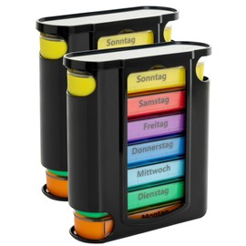 Smart-Planet 2er Set Tablettenbox 7 Tage 4 Fächer - Medikamentenbox - Pillendose perfekt für Unterwegs - BPA Frei Seniorenfreundliche Pillenbox - Tablettendose morgens, mittags oder abends