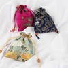 kilofly 14 pc Silk Brocade Jewelry Bag Double Layer Drawstring