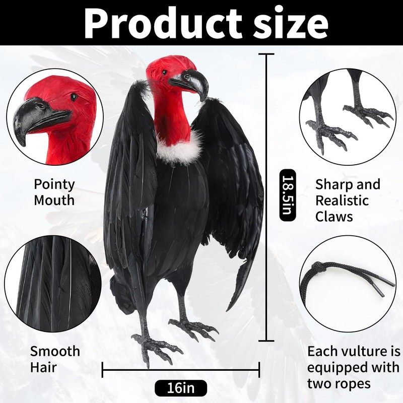 Junware 1 Pcs Fake Vulture 18'' Large Faux Vulture Decoys