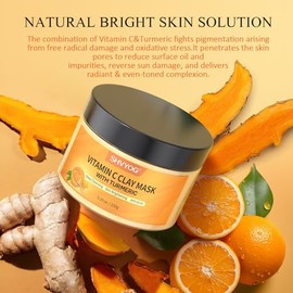SHVYOG Mascarilla Facial De Vitamina C Con Arcilla De Caolín Y Cúrcuma Para Manchas Oscuras, Piel Opaca, Mascarilla Facial Para El Cuidado De La Piel Para Controlar El Aceite Y Refin